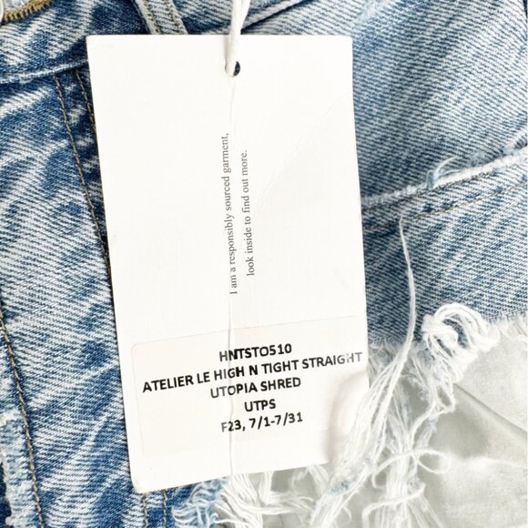 NWT Frame Atelier Shredded High 'n Tight Straight Leg Jeans In Utopia Shred - Picture 9 of 11